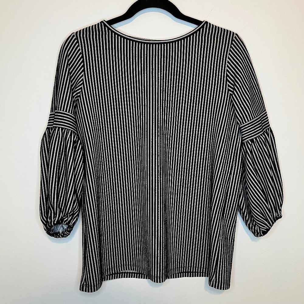 Max Studio Striped Puffy Sleeves Relaxed Shirt